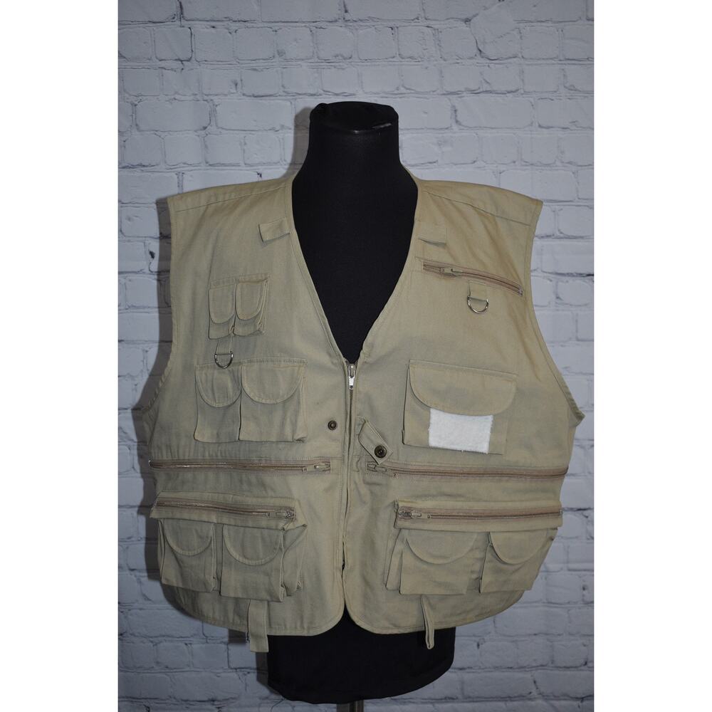 Crystal River Flyfishing Vest Womens Size 2XL Full Zip Camping Hiking Tan